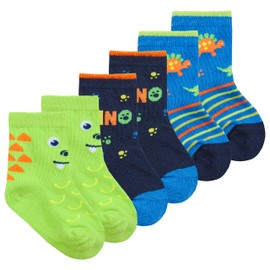Metzuyan Newborn Baby Boys Socks Toddler Cotton Rich Dino Truck Car Striped Monster 0-0