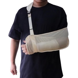 Mesh Arm Sling Shoulder Lightweight Breathable Arm Shoulder Sling Adjustable Shoulder Loop with Foam Neck Pad for Unisex Right Left for Wrist Hand Elbow Arm Injured (Beige)