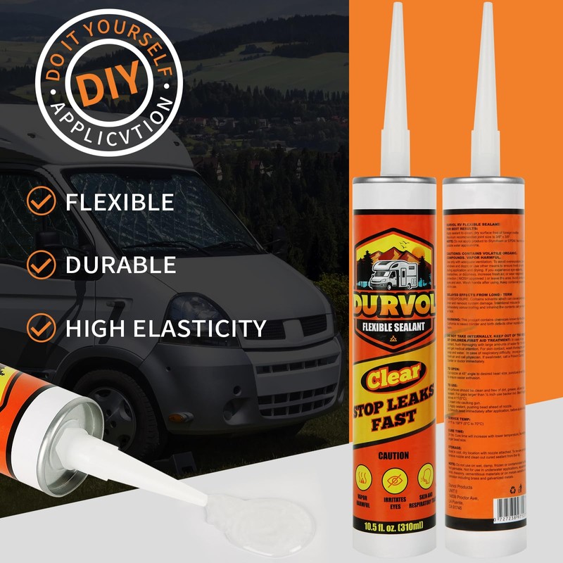 Durvol Pro Flex RV Roof Flexible Sealant Caulking Pack-4 Clear