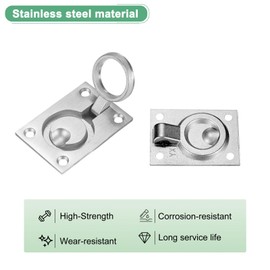M METERXITY Flush Ring Pull, 2.56 x 1.18 Inch Stainless Steel Hidden Recessed Handle with Screws for Barn Door/Pocket Door/Closet Door, Round Boat Deck Hatch Latch