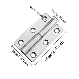 2 PIEZAS 64 x 36 x 2mm Bisagra de Elevación Lateral Derecha, Bisagras de Junta Deslizante Desmontables, Bisagra Desmontable, Bisagras de Bandera de Junta Deslizante Desmontable Derechas de