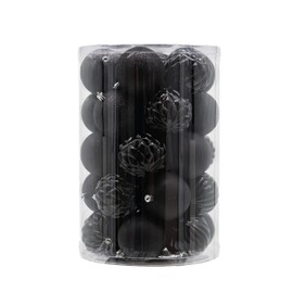 Plastic Christmas Baubles Black 1 Set - 34 Pieces Diameter 8 cm Decorative Baubles Christmas Tree Decoration Mix Glitter Matt Patterned Shiny