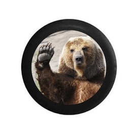 American Unlimited Waving Brown Grizzly Bear Paw Wave Wildlife Spare Tire Cover Black Size 31 in