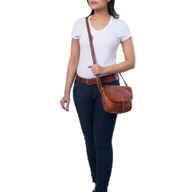 STILORD 'Clara' Small Shoulder Bag Women Leather Vintage Handbag for Going Out Classic Evening Bag Party Bag Leisure Bag Genuine Leather, Cognac - Brown, shoulder bag