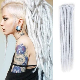 Dsoar 20 inch Dreadlock Extensions 12 Strands Synthetic Dreads Handmade Twist Braiding Hair Crochet Braids(Light Grey Color)
