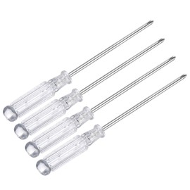 uxcell 4pcs Mini Phillips Screwdriver 3.0mm 120mm Length Micro Precision Cross Head Screw Driver with Non-Slip Handle for Watch Eyeglasses Electronics Small Appliances Repair