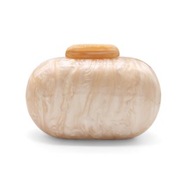 GSYPS Acrylic Evening Clutch Bag for Women Shell Shape Shoulder Crossbody Bag Glitter Marble Purse Handbag, Champagne