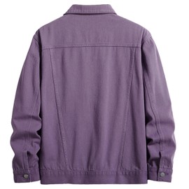 ESDVQ Men's Denim Jacket Vintage-Inspired Jean Jacket with Multiple Pockets - Cotton Blend, Machine Washable (US, Alpha, Medium, Regular, Regular, Purple)