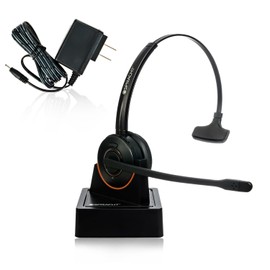 Spracht HS-2050 Single Ear Wireless Bluetooth Headset with Base Station | Noise Cancelling Headphones with Microphone for Pc, Laptop, Work from Home, Skype, Zoom, Call Centers, Office, Trucker