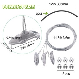 Tree Guying Anchor Kit Fixing System with 12ft Cable, Easy Hook Anchor Kit with 6 Cable Clamps and 3 Protective Tree Collars for Leaning and Young Trees Straightening. for Trees Up to 3" Diameter.
