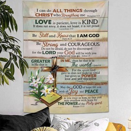 Gyejip Christian Bible Verse Tapestry Wall Hanging Verse Scripture Quotes Tapestry Inspirational Tapestry Religious Jesus Wall Hanging Bedroom Living Room Decor 40"x60"