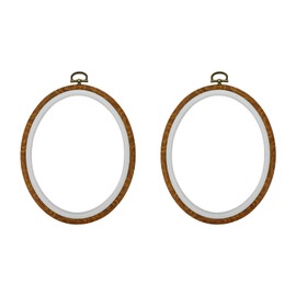 Mcredy Oval Embroidery Hoop, Wood-Grain Plastic, 6"x7.5"-2Pcs