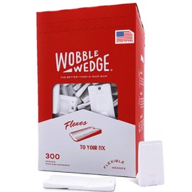 The Original Wobble Wedge Flexible Plastic Shims-Made in USA- Multi-Purpose Leveling Shim for Home Improvement, Furniture & Toilet Leveler, White Plastic Wedges for Tables, Wood Floors & Tile-300 Pack