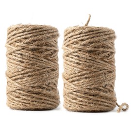 Pack of 2 Natural Brown String Rolls Household Kitchen Garden Applications Art Craft Projects Wall Hanging Floristry Cord Jute Twine Rope 60M per Roll
