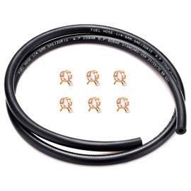 Pronese Fuel Hose, Inner Diameter 0.2 inch (6 mm), Gasoline Hose, 3 Layer Pipe, Fuel Hose, Full Length 3.3 ft (1 m), Includes 6 Hose Clamps, Oil Resistant, Pressure Resistant, Corrosion Resistant,
