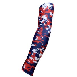 Sports Farm New! Navy Blue Red White Digital Camo Arm Sleeve - Moisture Wicking Compression (Youth Medium)