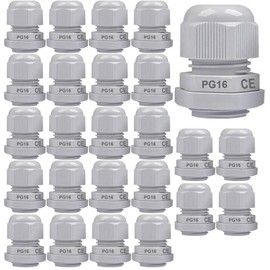 Gebildet 25Pcs PG16 Cable Gland, Plastic Wire Protector IP68 Waterproof Adjustable 8.5-14mm Cable Gland Joint with Rubber Gaskets, M22*1.5 Wire Connector (White)