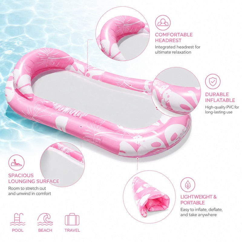 Green Leaf Inflatable Pool Float for Adults – PVC Floating