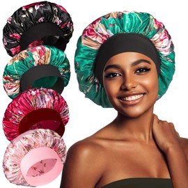 4PCS Silk Bonnet Satin Bonnet Silk Sleep Cap for Sleeping, Hair Bonnet for Sleeping Bonnets for Black Women, Wide Band Silk Bonnet for Curly Hair.