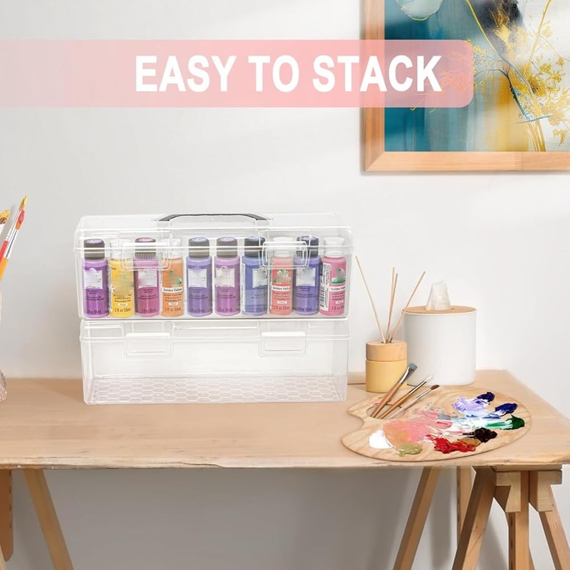 Sknrlko Acrylic Paint Storage Box, 30 Bottle Capacity Acrylic Paint