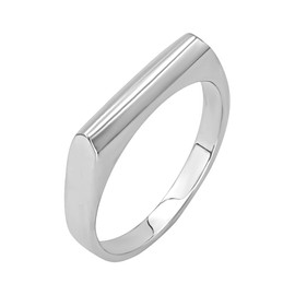 Silverly Sterling Silver Flat Top Ring – Minimalist Classic Horizontal Bar Ring for Women - Rectangular Thin Band Design – Sleek Smooth 925 Silver Geometric Jewellery – Modern On-Trend Stacking Rings