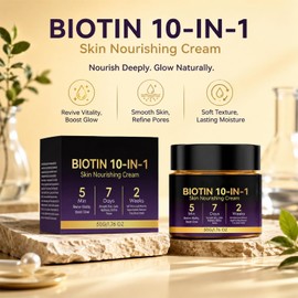 2026 New Biotin 10-in-1 Skin Restoration Cream, Professional Skin Treatment Cream, Natural Collagen Lifting Serum for Removing and Repair, Moisturizer for All Skin Types (2Pcs)