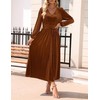 ZESICA Women's Velvet Midi Dress Casual V Neck Long Sleeve