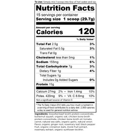 Ancient Nutrition Ancient Nutrition Bone Broth Protein Powder, Butternut Squash, Grass-Fed Chicken and Beef Bone Broth Powder, 15g Protein Per Serving, Supports a Healthy Gut, 15 Servings