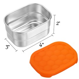 Goaste 4 Pack Stainless Steel Containers, 8 OZ Small Snack Container with Silicon Lids, Leakproof Sauce Dip Containers, Kids Lunch Box Food Container for School, Picnics, Camping Trips, Rectangle