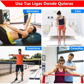 Set de Bandas de Estiramiento Ligas de Extension 1.20 de Largo Ejercicio, Yoga, Pilates