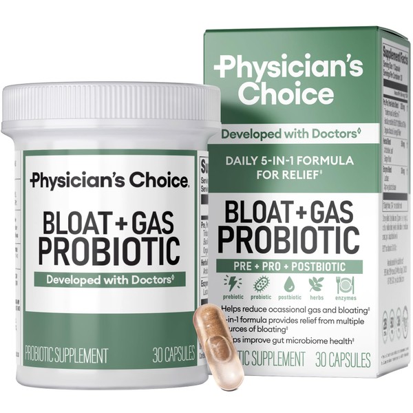 Physician's CHOICE Bloat & Gas Probiotic 5-in-1 Proactive Support +