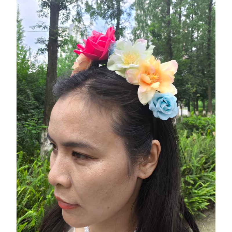 Women's Floral Headband, Artificial Flowers Headbands,Hair Accessory for Party (Hot