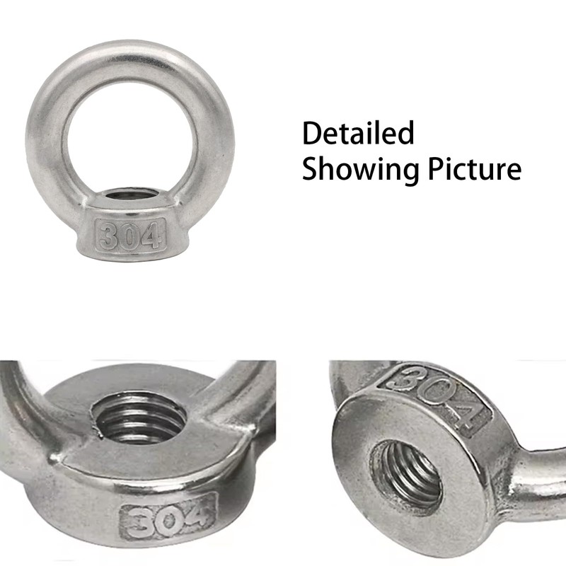 Leliafleury 5Pcs Lifting Eye Nut M12 Stainless Steel Round Shape