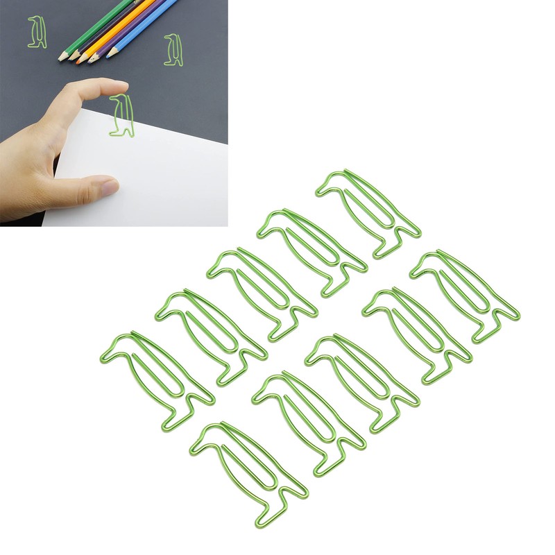 100Pcs Paper Clips Cute Unique Penguin Shape Electroplating Process Lightweight