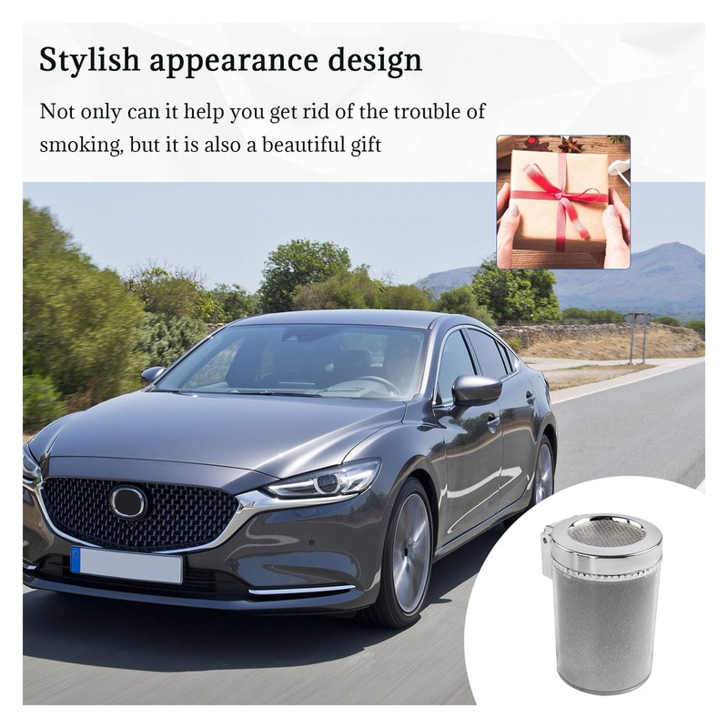 Dickno Car Ashtray with Blue LED Light, Smell Proof Smokeless