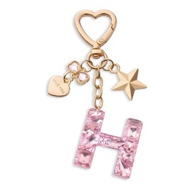 CHUQING Keyring Letter Girl Keyring with Initial Letter Keychain Glitter Gifts for Women Ladies Pink H