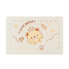 QELEG Non-Stick Silicone Baking Mat, 24'' X 16" Non Slip Pastry Mats Reusable Silicone Rolling Out Dough Mat with Measuremen and Edge Heightening Beige