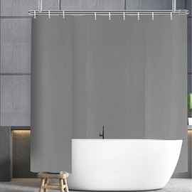 YISURE Shower Curtain 240 x 200 cm Light Grey Textile for Bathtub Washable Width 240 x Height 200 cm