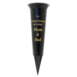 Special Graveside Memorial Grave Spiked Flower Vase In Loving Memory Special Memorial Vase for Graves - Plastic Cemetery Flower Holder with Spike, (1, Mum & Dad)