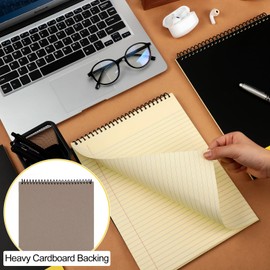 Resurhang 6 Pcs Legal Pad Top Spiral Bound Notebook 11 x 8.5 Inches Wirebound Notepad Double Sided Ruled Memo Office Steno Book with Stiff Back Durable Cover for Business, 70 Sheets(Yellow)