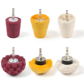 6PCS Buffing Wheels for Drill,Non-Woven & Cotton Wheel Polishing Kit for Drill 1/4" Secure Hex Shank,Wheel Shaped Polishing Tool for Metal Aluminum,Stainless Steel,Chrome,Jewelry,Wood,Plastic