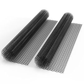 GOSCHE 40"x13" Universal Car Grill Mesh, 3x6 mm Rhombic Hole Grill Inserts for Automotive Front Bumper, 100x33 cm Multifunctional Black Painted Aluminum Front Grill Assembly, 2 Pack