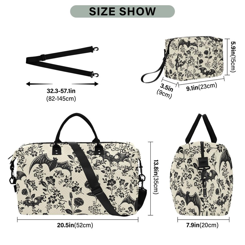 XUWU Goth Bat Quilted Travel Bags Weekender Duffle Bags