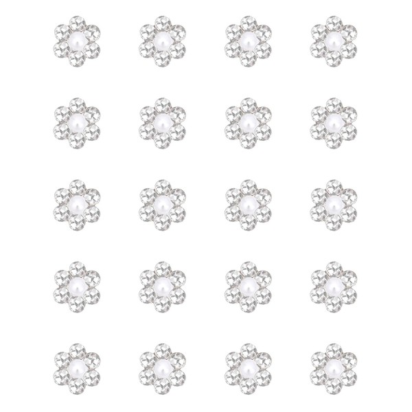 Norbiariz 20Pcs Small Flower Hair Clips Silver Rhinestones Crystal Silver