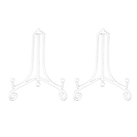 Artliving (2 Piezas) Hierro Pantalla Soporte Blanco Hierro Caballete para Libros de Cocina, Fotos, Platos Decorativos,Bowl,Placas, Tablets,4 Pulgadas