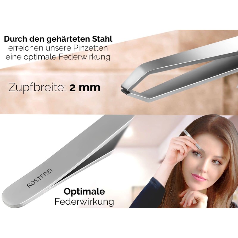Professional Eyebrow Hair Plucking Tweezers Straight 9 cm 2 mm