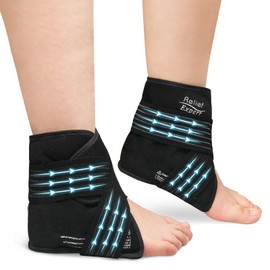 Ankle Ice Pack Wrap with Compression – Reusable Cold Gel Pack for Foot and Achilles, Dual Strap Design with Soft Plush Lining, Flexible Cold Therapy for Ankle Support - 2 Packs
