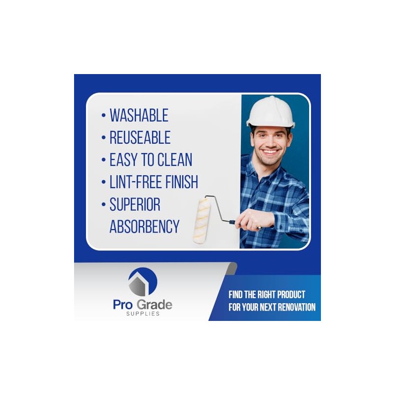 Pro Grade - Cubiertas para rodillos de pintura, microfibra de