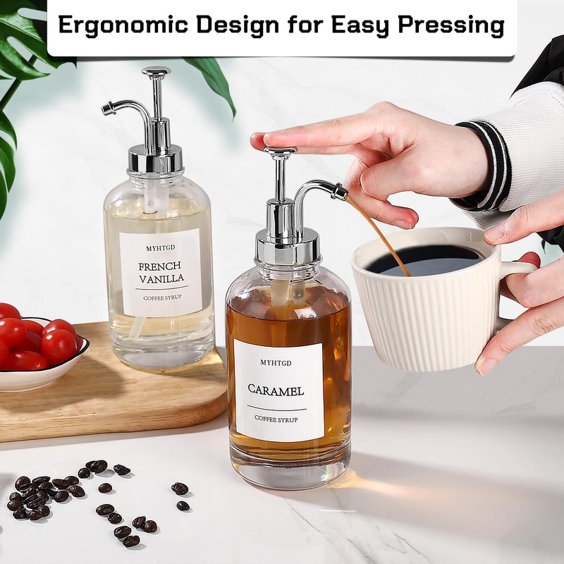 Coffee Bar Accessories,MHDCLY Coffee Syrup Dispenser - 4pack,16.9oz Syrup Dispenser