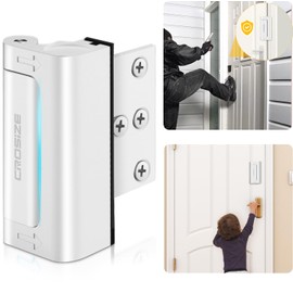 Home Security Door Lock, Upgraded Metal Door Reinforcement Lock, 3" Withstands 1000 lbs of Impact for Inward Swing Doors, Defender Door Locks for Kids Safety, Prevent Unauthorized Entry (White)